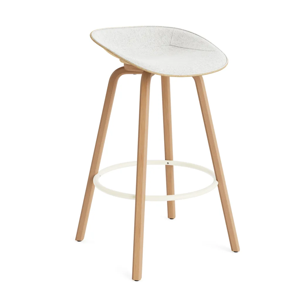 Tabouret de bar Mat Barstool habillé sur le devant 75 cm, Hallingdal 110-hemp-beech-cream steel Normann Copenhagen
