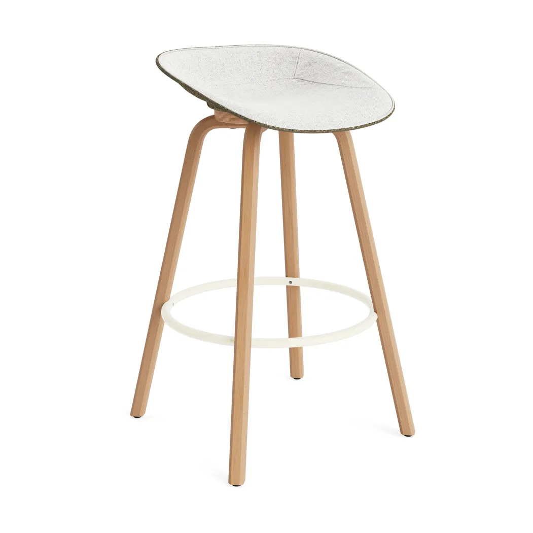 Tabouret de bar Mat Barstool habillé sur le devant 75 cm, Hallingdal 110-seaweed-beech-cream steel Normann Copenhagen
