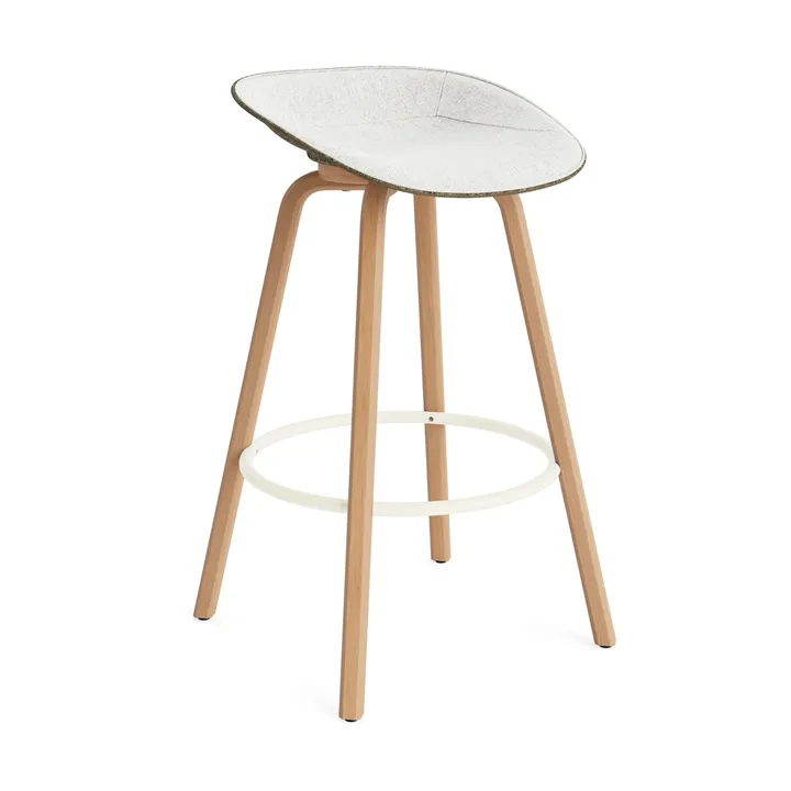 Tabouret de bar Mat Barstool habillé sur le devant 75 cm - Hallingdal 110-seaweed-beech-cream steel - Normann Copenhagen