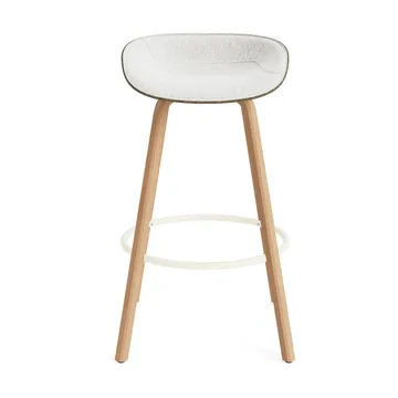 Tabouret de bar Mat Barstool habillé sur le devant 75 cm - Hallingdal 110-seaweed-beech-cream steel - Normann Copenhagen