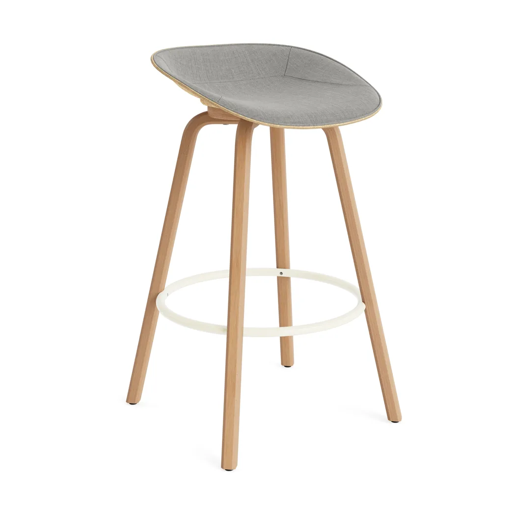 Tabouret de bar Mat Barstool habillé sur le devant 75 cm, Remix 133-hemp-beech-cream steel Normann Copenhagen