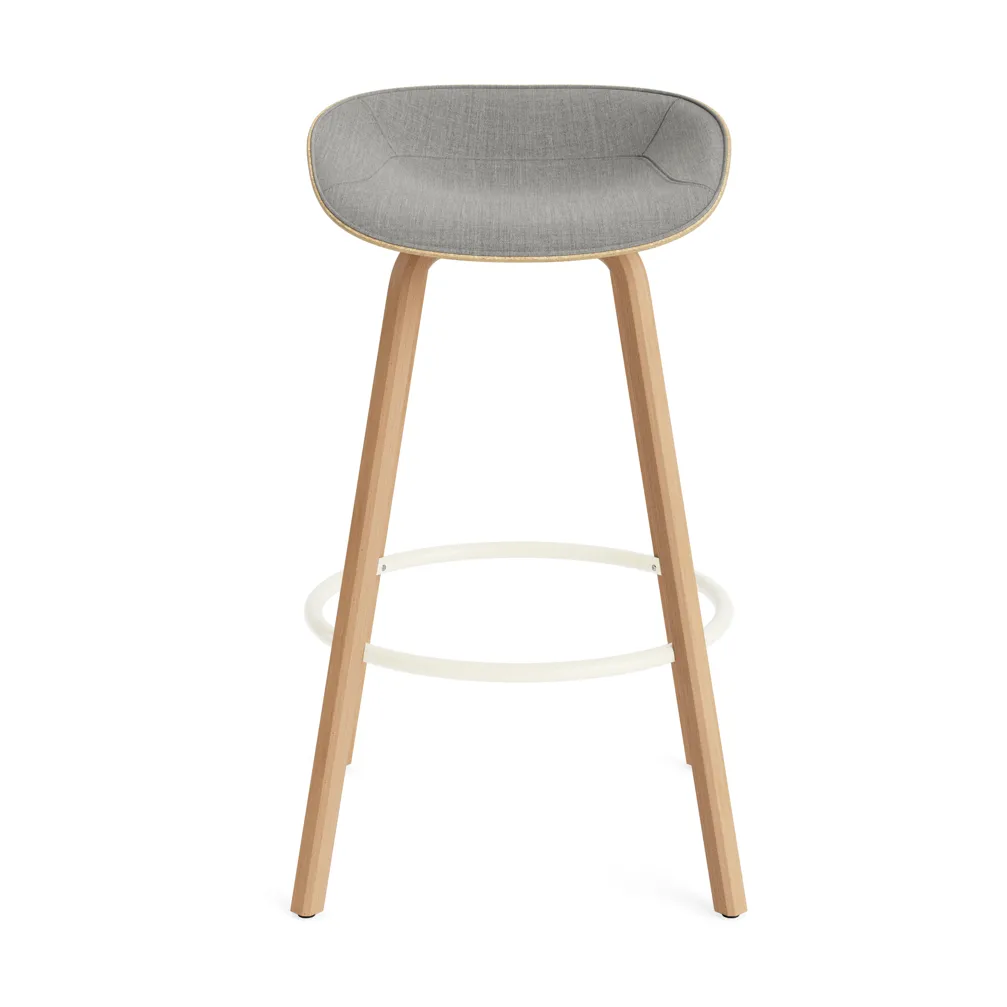 Tabouret de bar Mat Barstool habillé sur le devant 75 cm, Remix 133-hemp-beech-cream steel Normann Copenhagen
