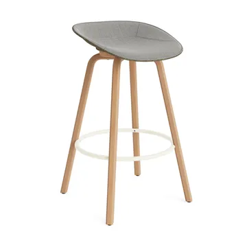 Tabouret de bar Mat Barstool habillé sur le devant 75 cm - Remix 133-seaweed-beech-cream steel - Normann Copenhagen