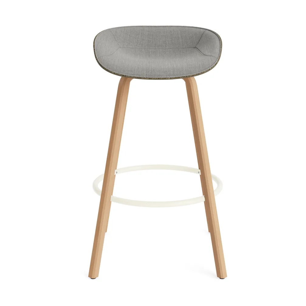Tabouret de bar Mat Barstool habillé sur le devant 75 cm, Remix 133-seaweed-beech-cream steel Normann Copenhagen