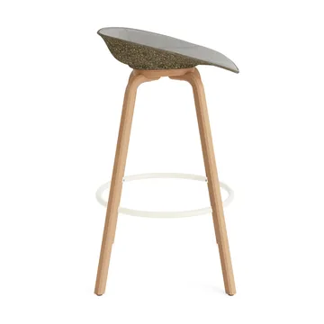Tabouret de bar Mat Barstool habillé sur le devant 75 cm - Remix 133-seaweed-beech-cream steel - Normann Copenhagen
