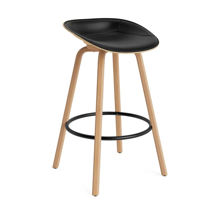Tabouret de bar Mat Barstool habillé sur le devant 75 cm - Ultra 41599-hemp-beech-black steel - Normann Copenhagen