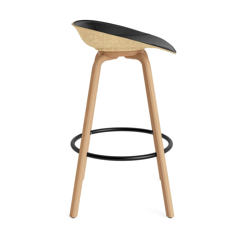 Tabouret de bar Mat Barstool habillé sur le devant 75 cm, Ultra 41599-hemp-beech-black steel Normann Copenhagen