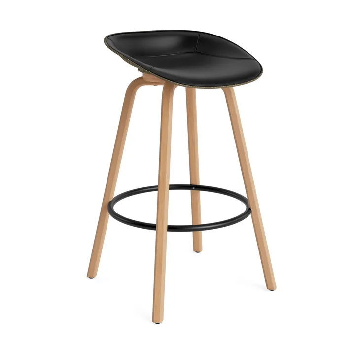 Tabouret de bar Mat Barstool habillé sur le devant 75 cm - Ultra 41599-seaweed-beech-black steel - Normann Copenhagen