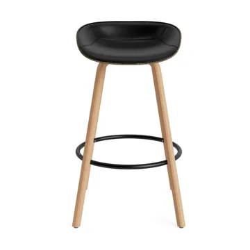 Tabouret de bar Mat Barstool habillé sur le devant 75 cm - Ultra 41599-seaweed-beech-black steel - Normann Copenhagen