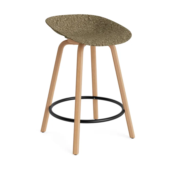 Tabouret Mat Barstool 65 cm - Seaweed-hêtre-acier noir - Normann Copenhagen