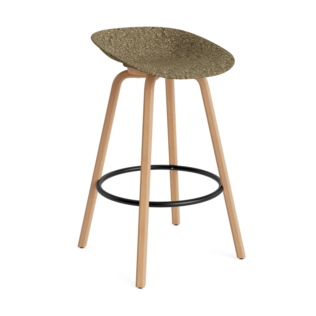 Tabouret Mat Barstool 75 cm, Seaweed-hêtre-acier noir Normann Copenhagen