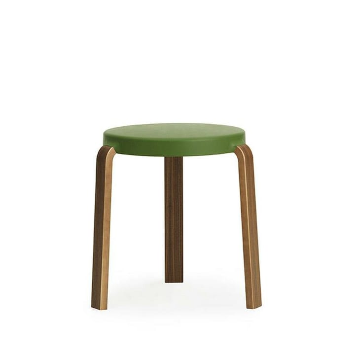 Tabouret Tap - olive, pieds en noyer - Normann Copenhagen