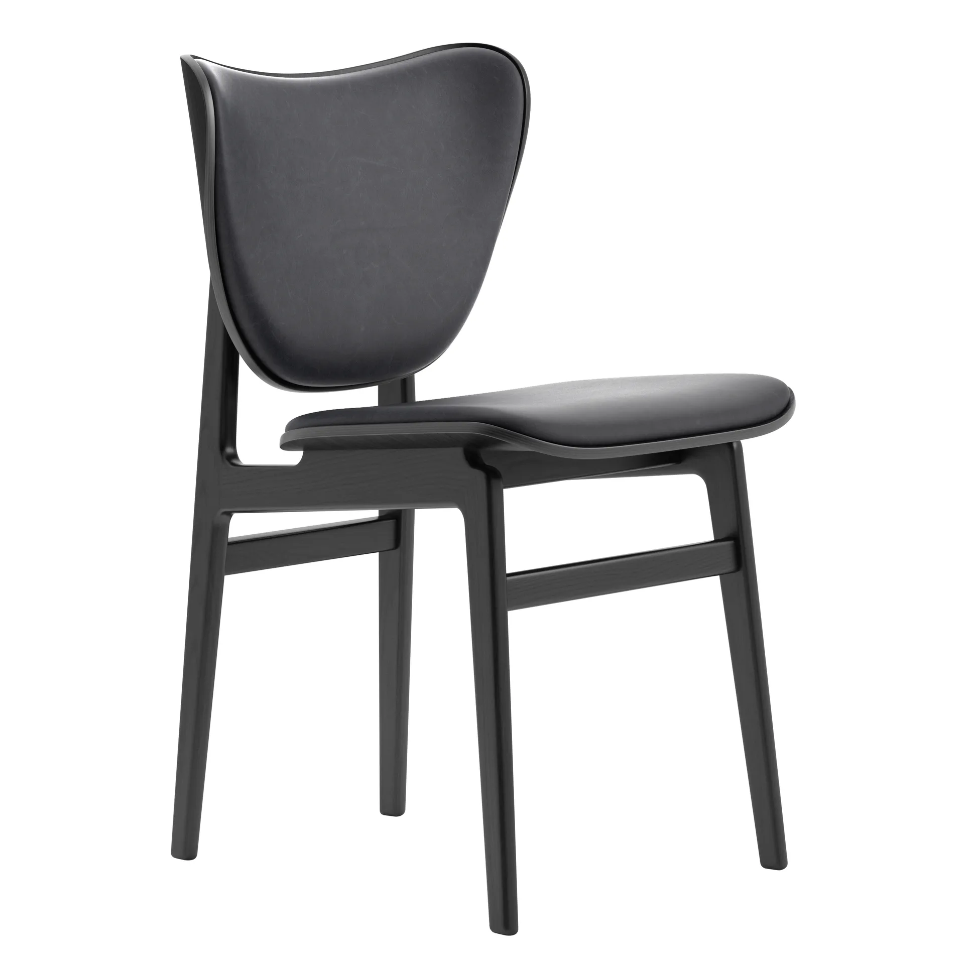 Chaise assise en cuir chêne teinté noir Elephant, Dunes anthracite NORR11