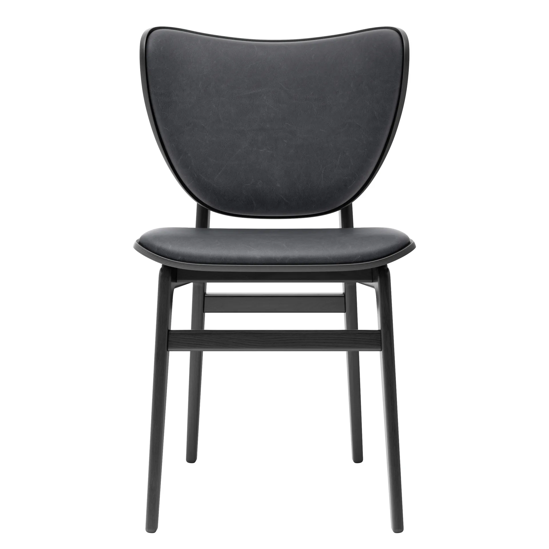 Chaise assise en cuir chêne teinté noir Elephant, Dunes anthracite NORR11