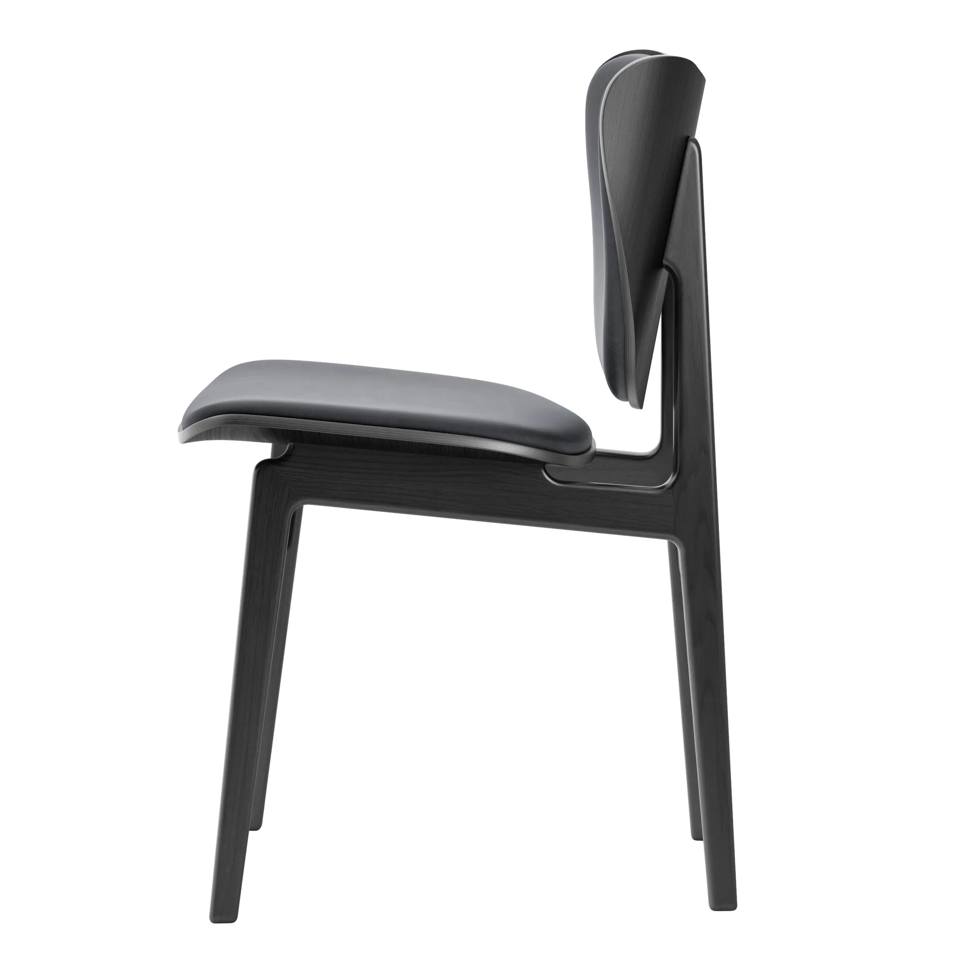 Chaise assise en cuir chêne teinté noir Elephant, Dunes anthracite NORR11