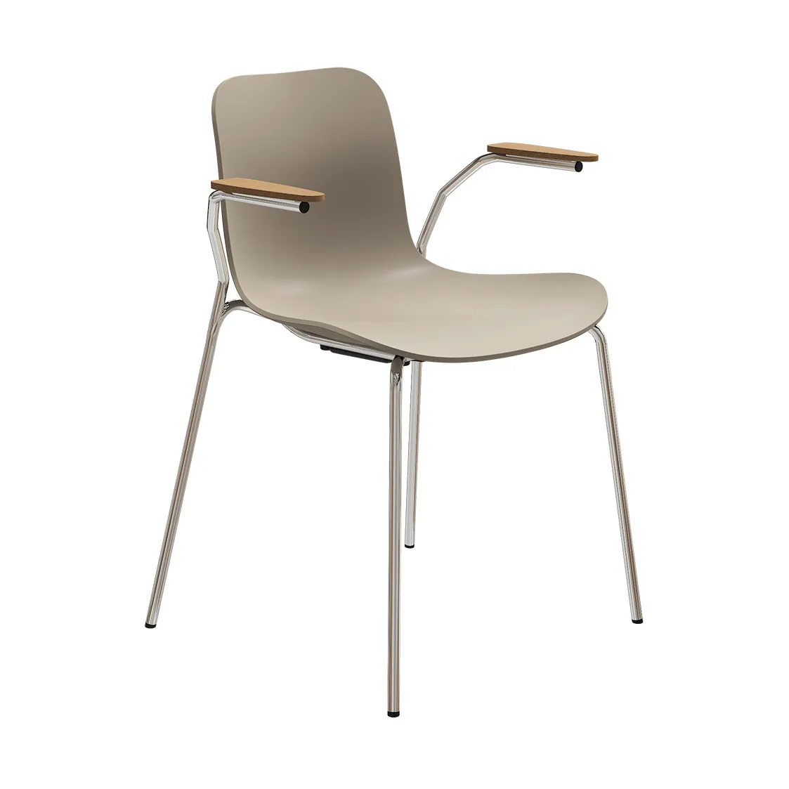 NORR11 Chaise Langue avec accoudoirs Gris chaud-piètement chromé, accoudoirs light smoke