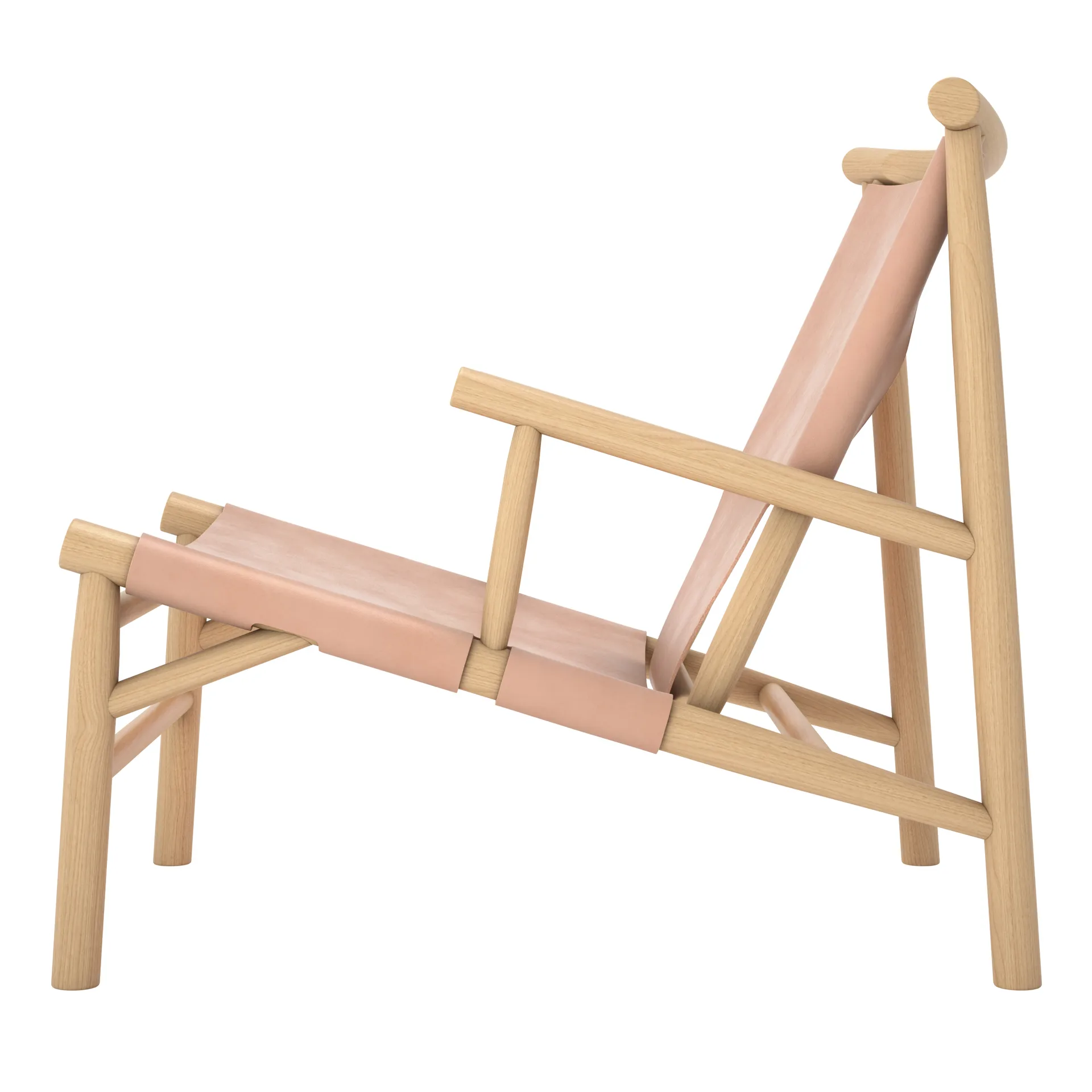 Chaise longue Samurai assise en cuir chêne, Naturel NORR11