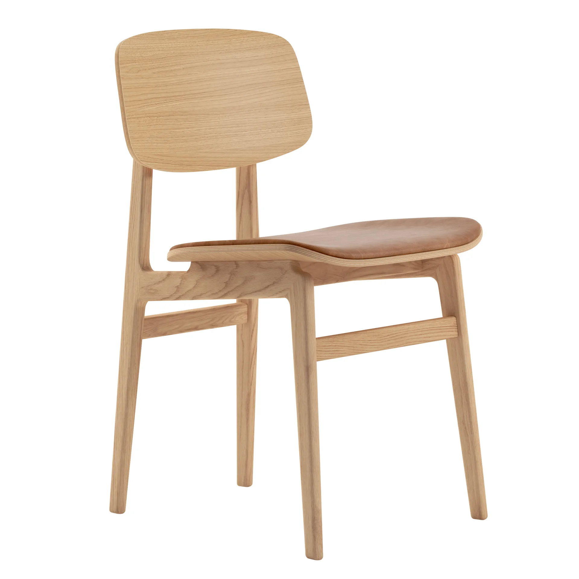 Chaise NY11 assise cuir chêne, Dunes camel NORR11