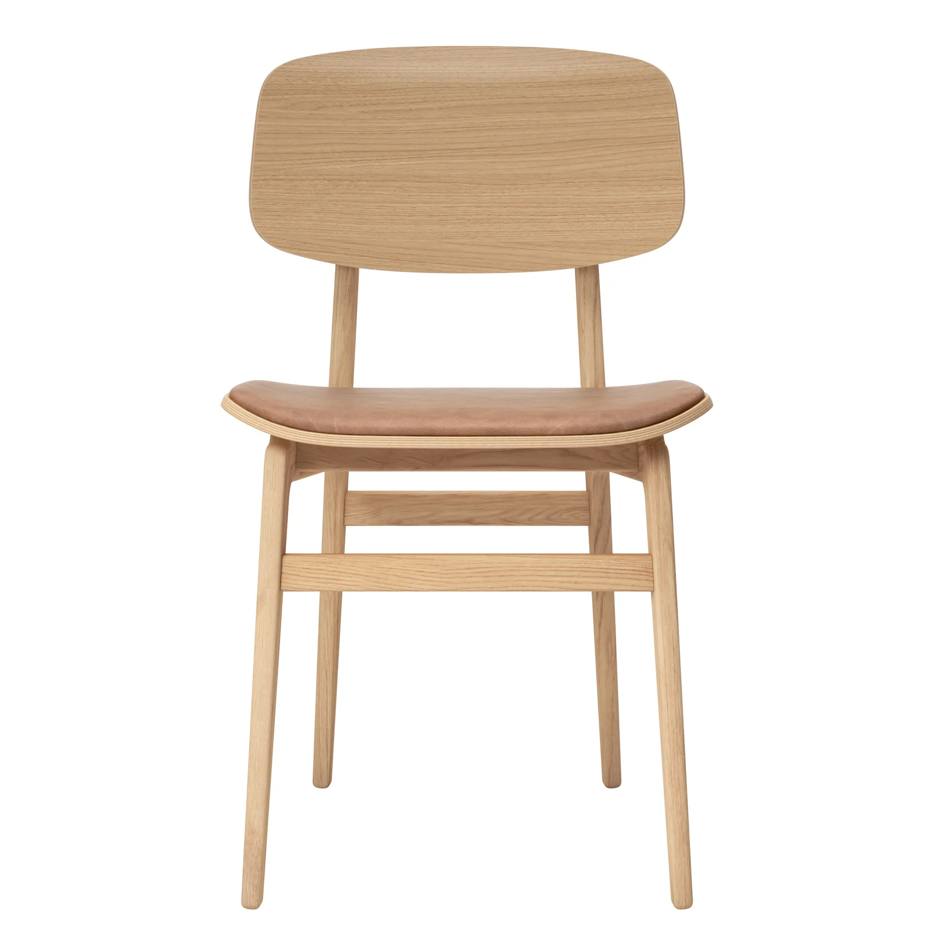 Chaise NY11 assise cuir chêne, Dunes camel NORR11