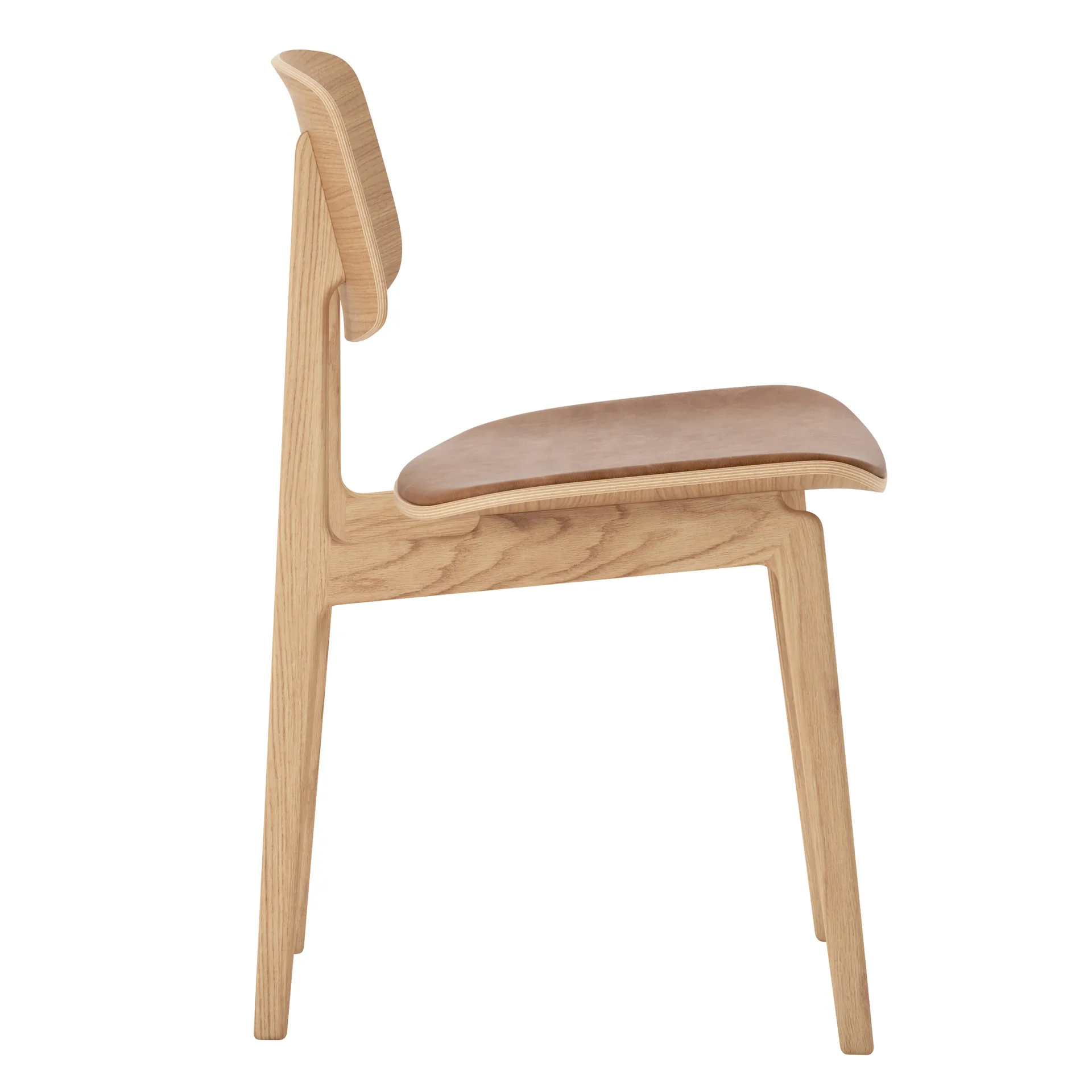 Chaise NY11 assise cuir chêne, Dunes camel NORR11
