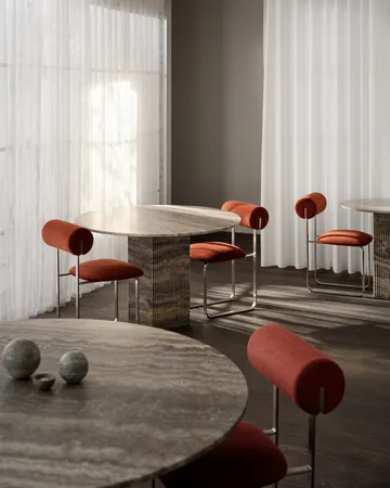 Table à manger Soho - Beige travertin, Ø120x72 cm - NORR11