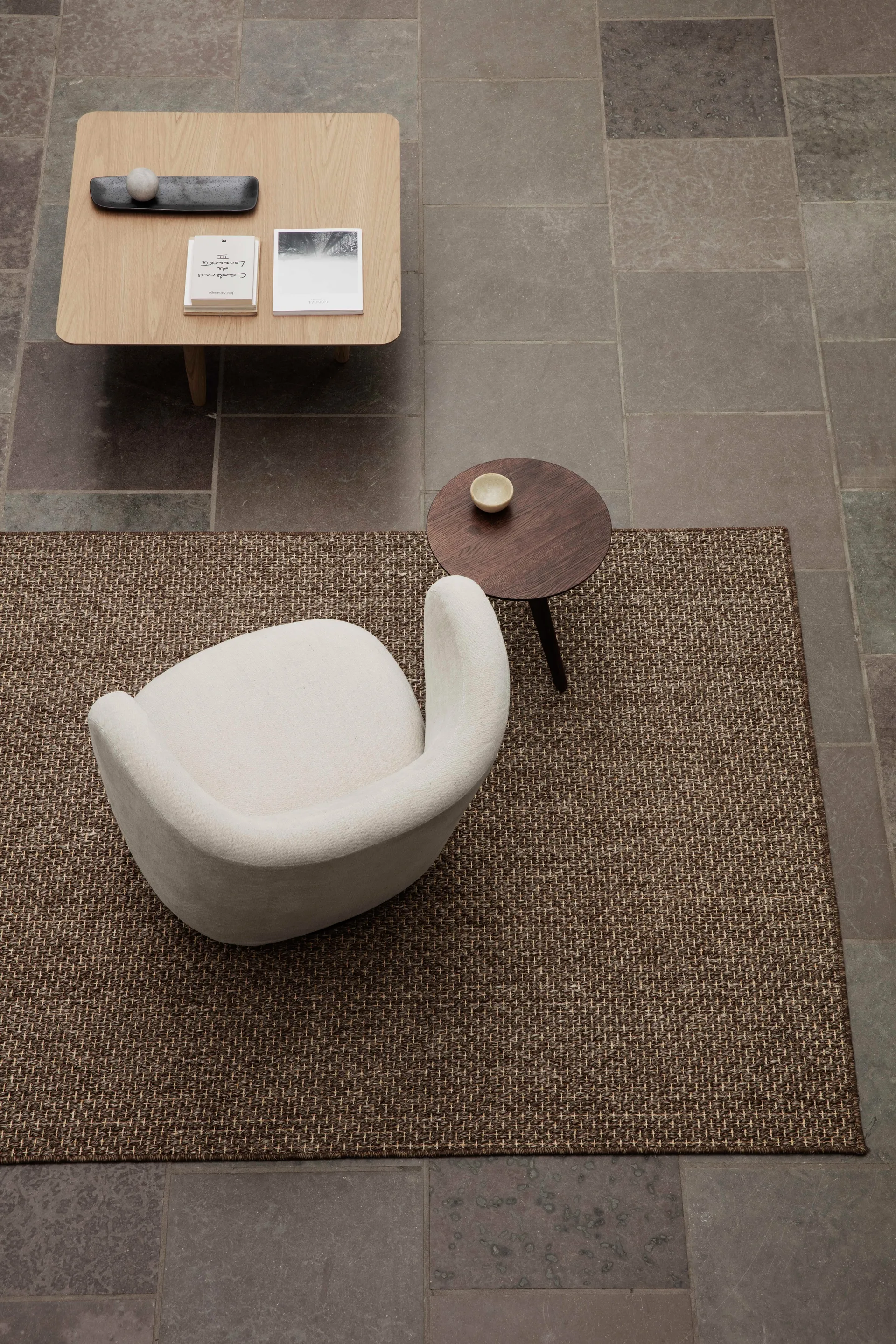 Table d'appoint Fin Ø40 cm, Chêne fumé foncé NORR11