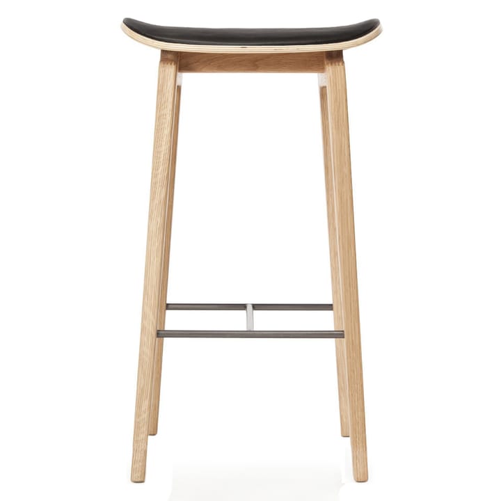 Tabouret de bar NY11 assise cuir chêne 65 cm - Ultra black - NORR11