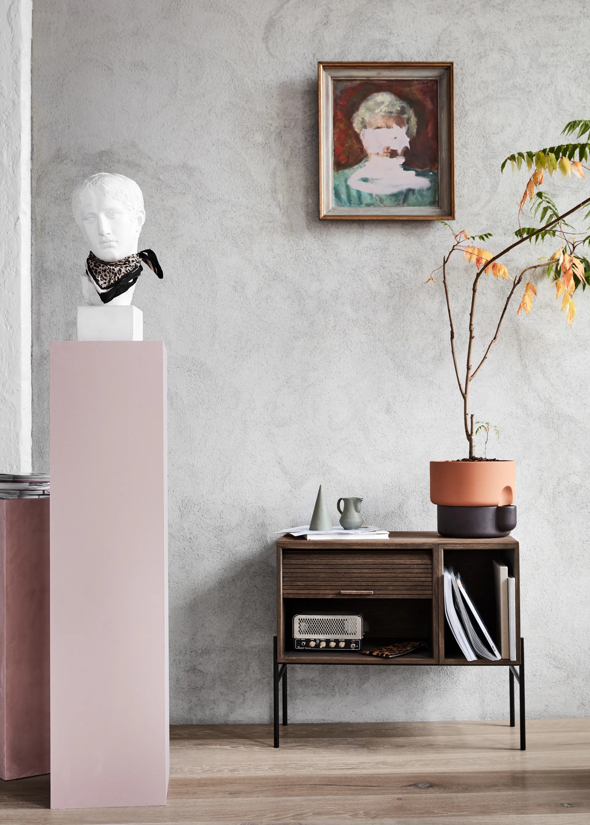 Armoire à porte battante Hifive, Chêne fumé Northern