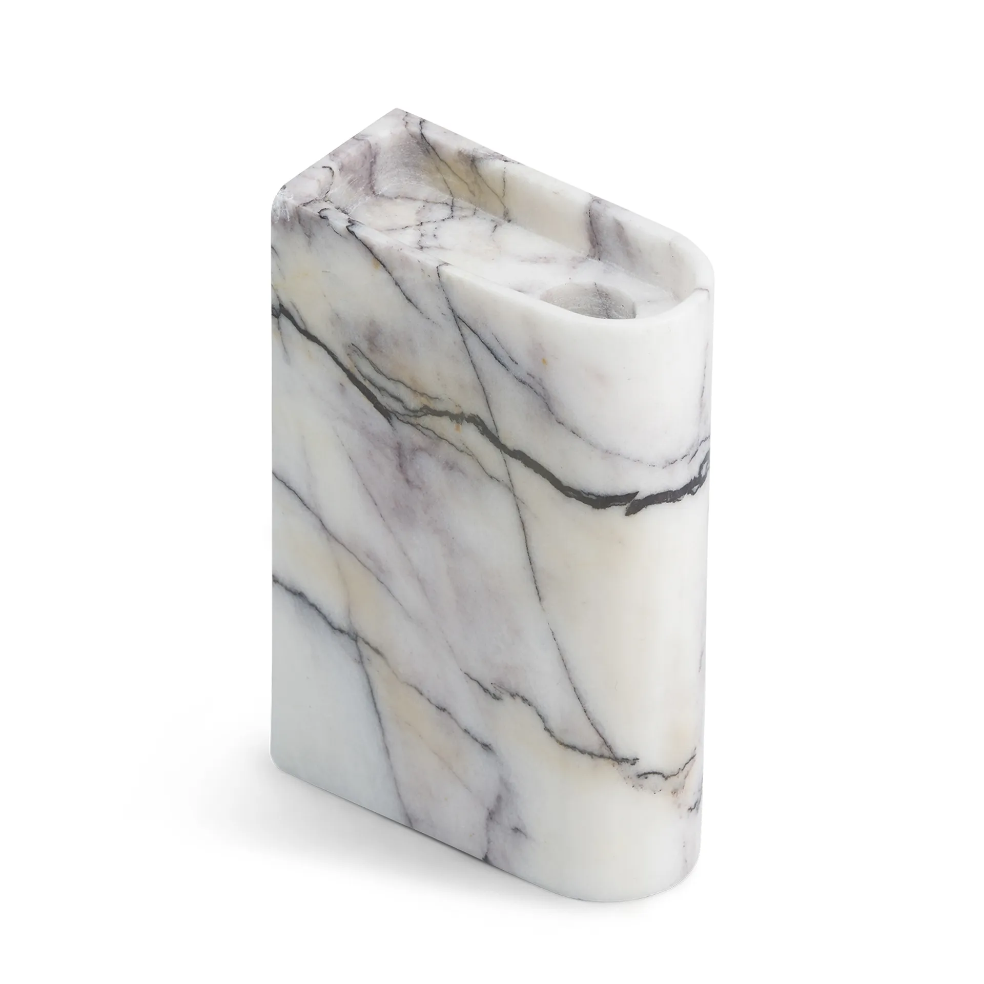 Bougeoir Monolith medium, Mixed white marble Northern