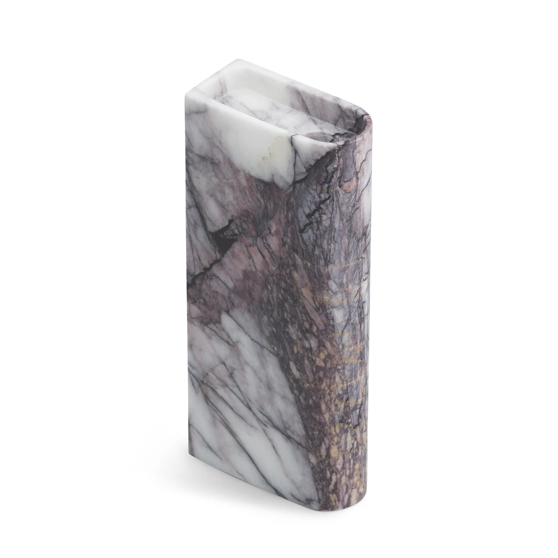 Bougeoir Monolith tall, Mixed white marble Northern