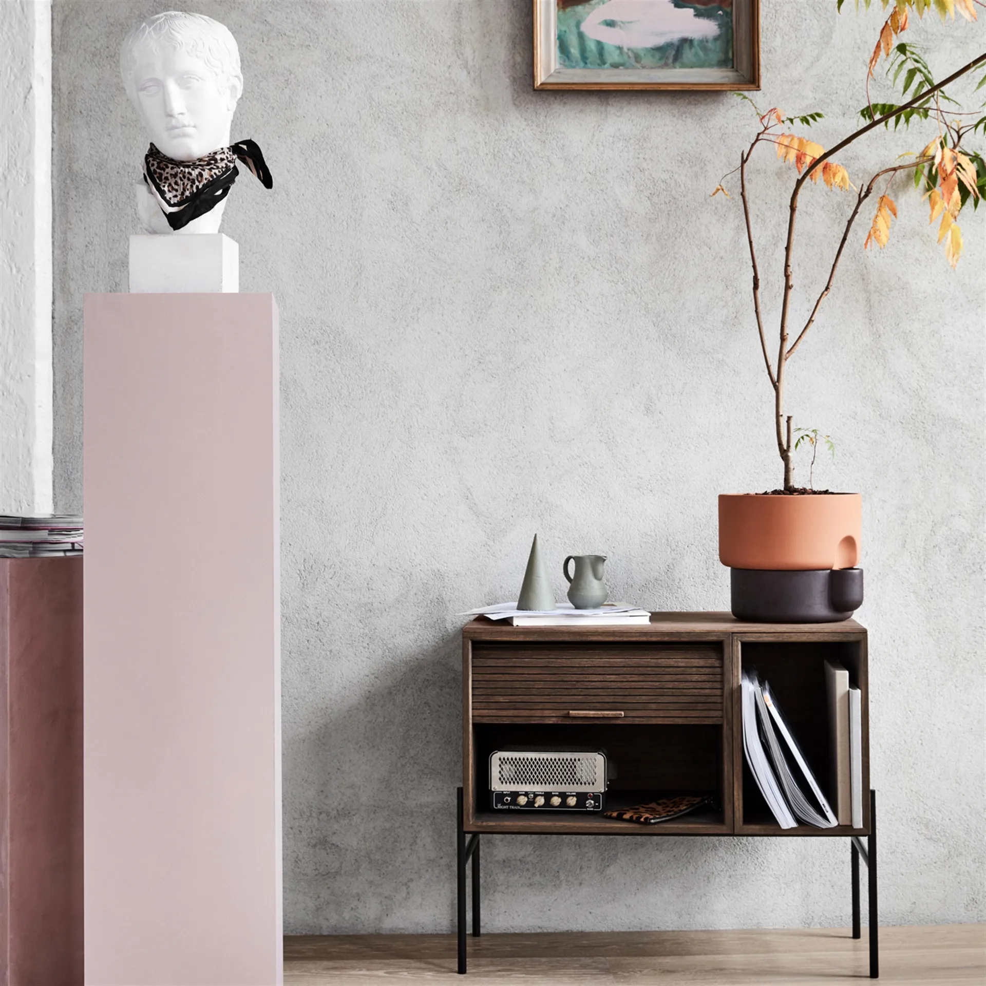 Cache-pot avec auto-arrosage Oasis grand Ø27.5 cm, Terracotta-Noir Northern