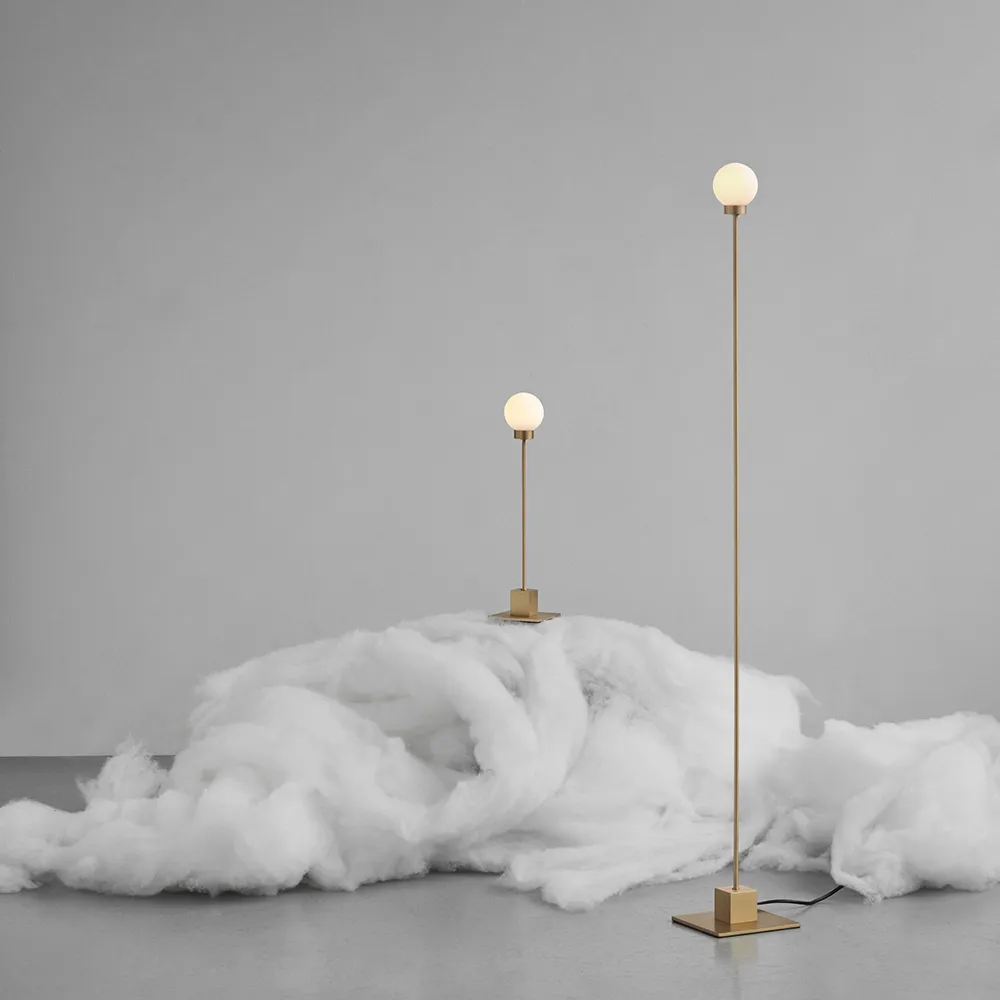 Lampadaire Snowball, steel, opaline blanche Northern