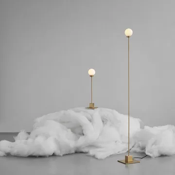 Lampadaire Snowball - steel, opaline blanche - Northern