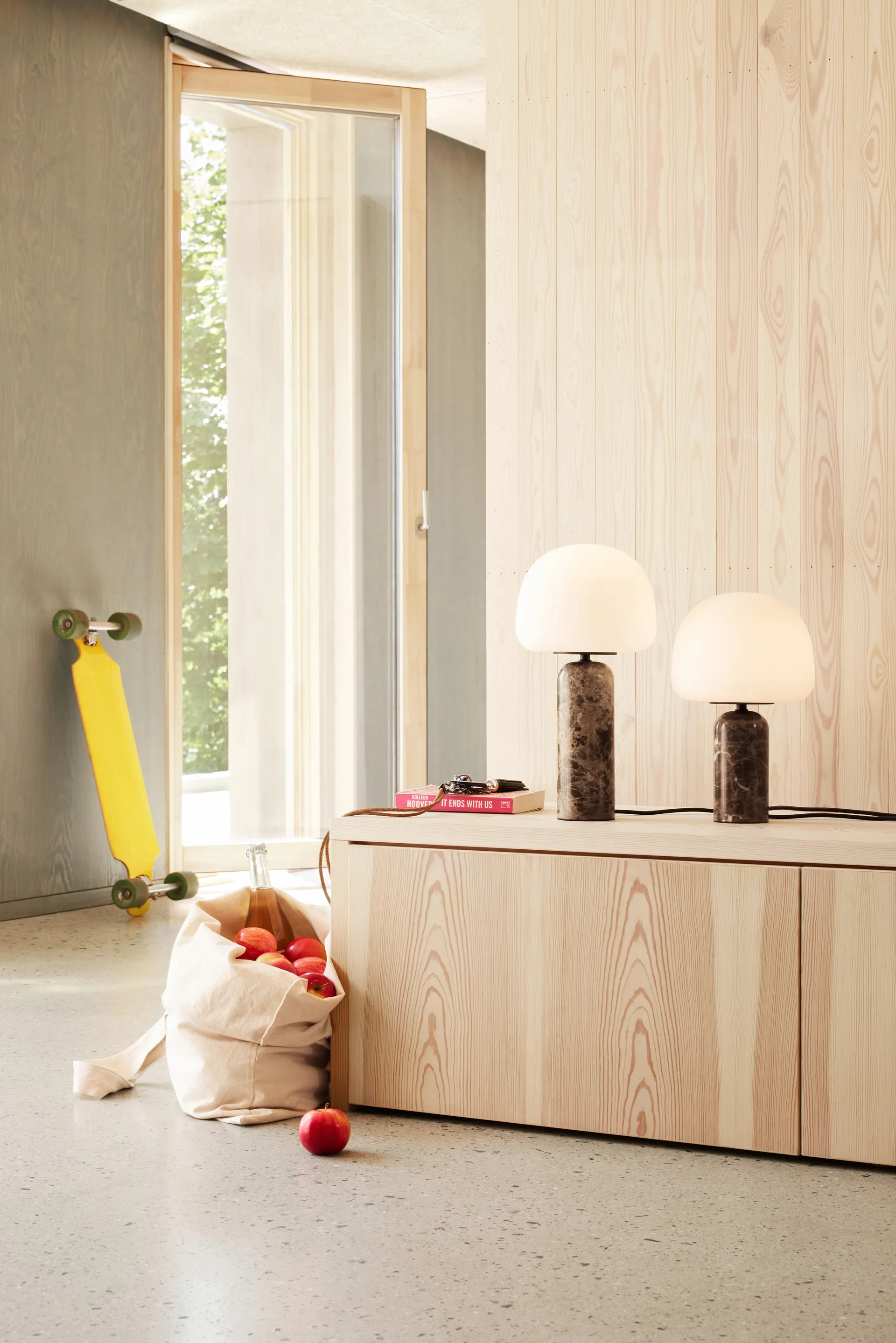 Lampe de bureau Kin 33 cm, Brown marble Northern