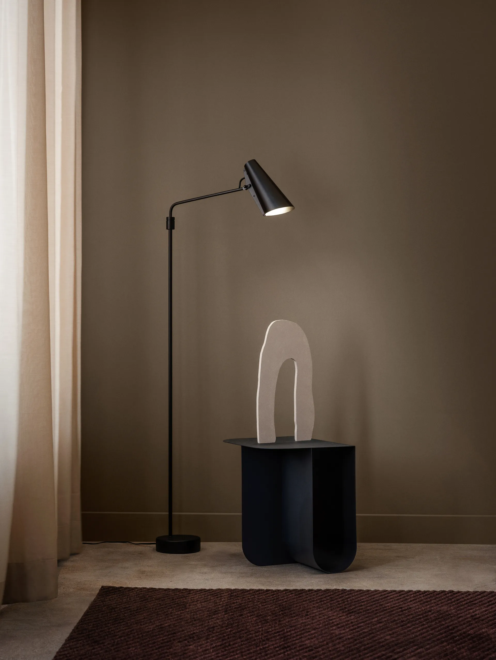 Lampe sur pied Birdy swing, Noir-noir Northern