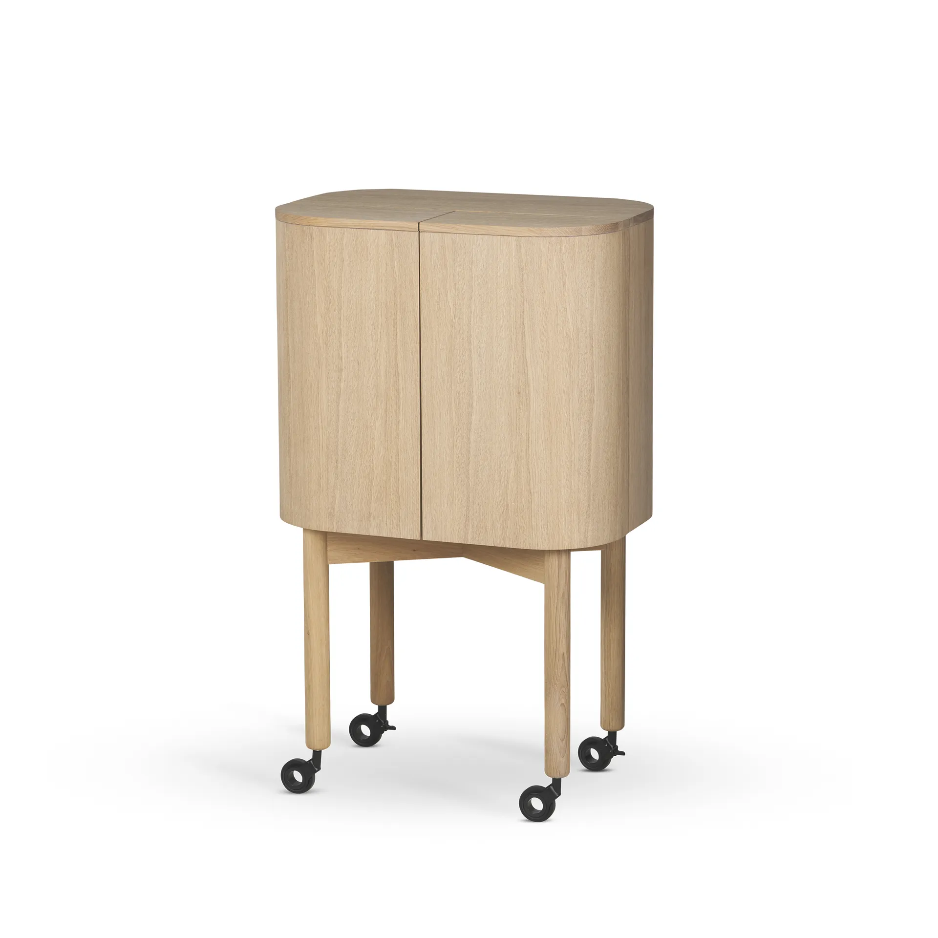 Meuble-bar Loud sur roues, Light oiled oak Northern