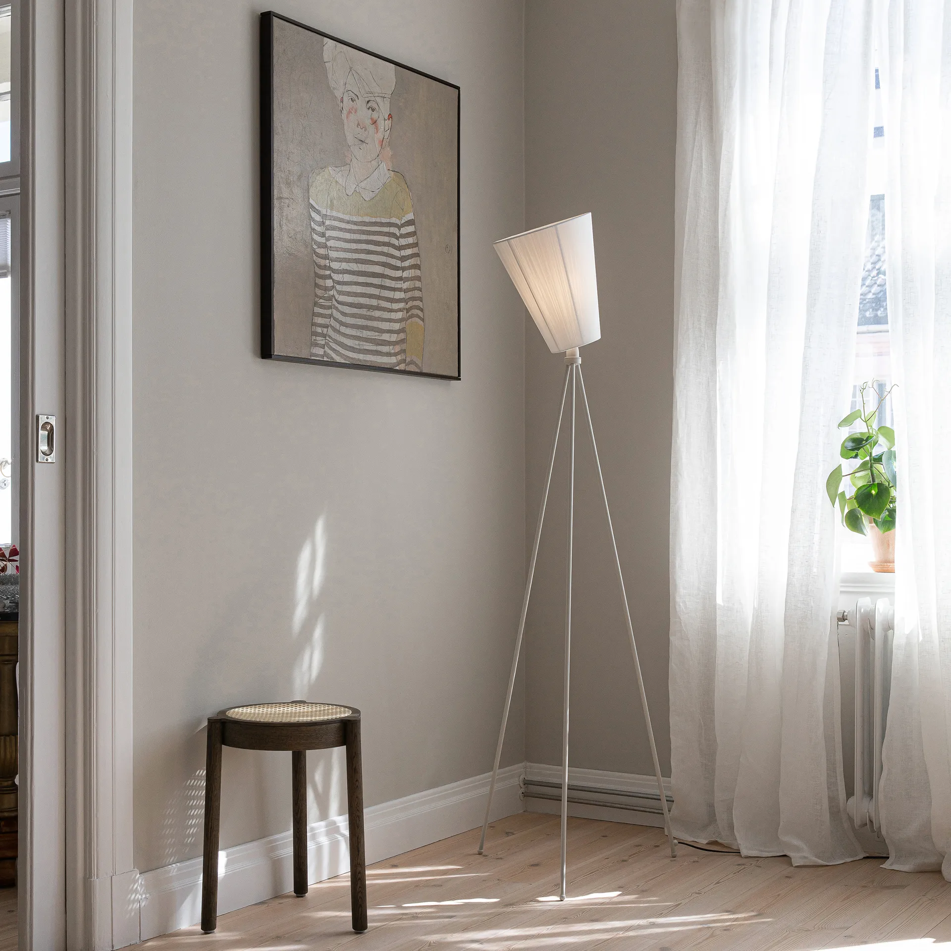 Pied pour Lampe sur pied Oslo Wood, Blanc mat Northern