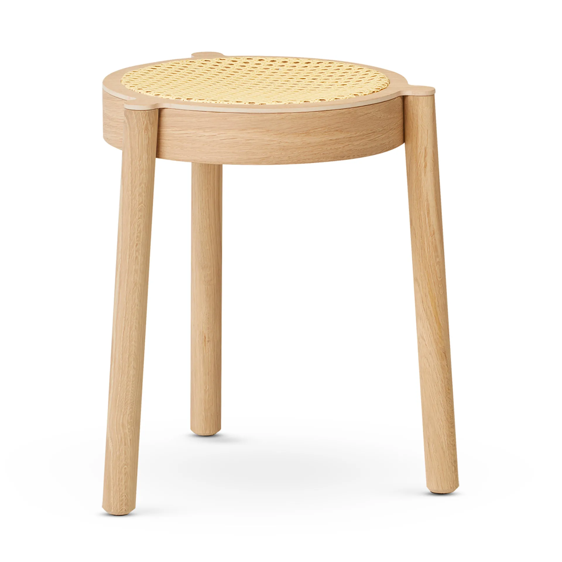 Tabouret Pal avec assise en rotin, Chêne clair Northern