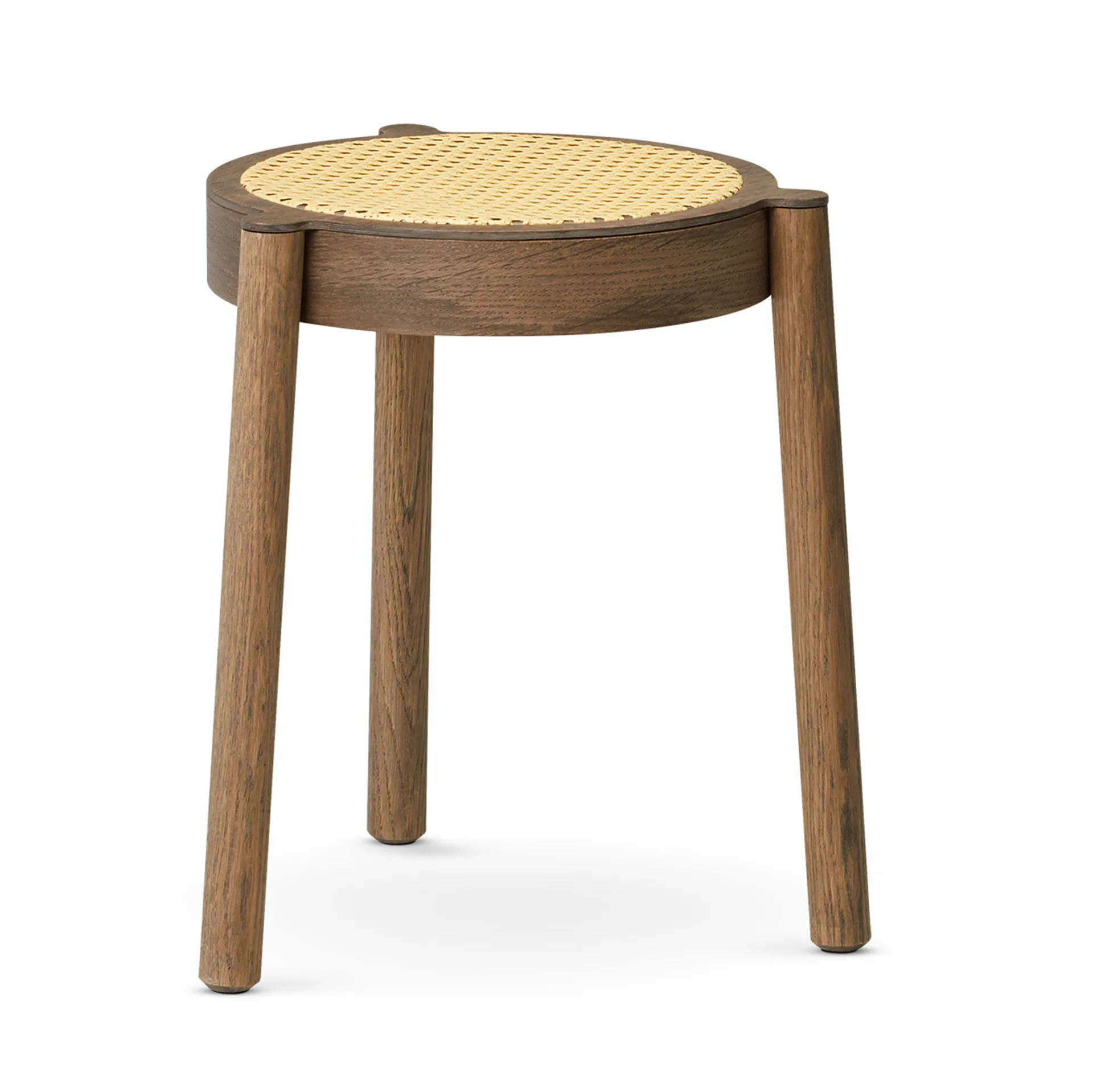 Tabouret Pal avec assise en rotin, Chêne fumé Northern