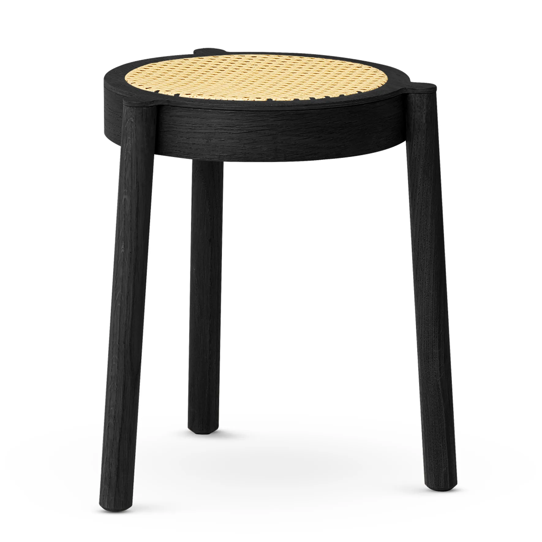 Tabouret Pal avec assise en rotin, Chêne noir Northern
