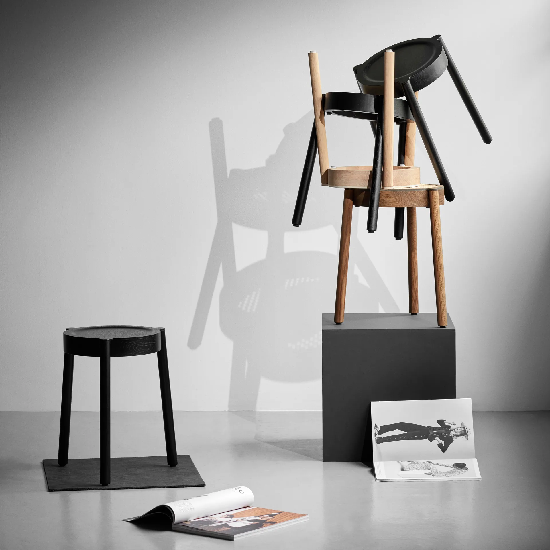 Tabouret Pal, Noir chêne Northern