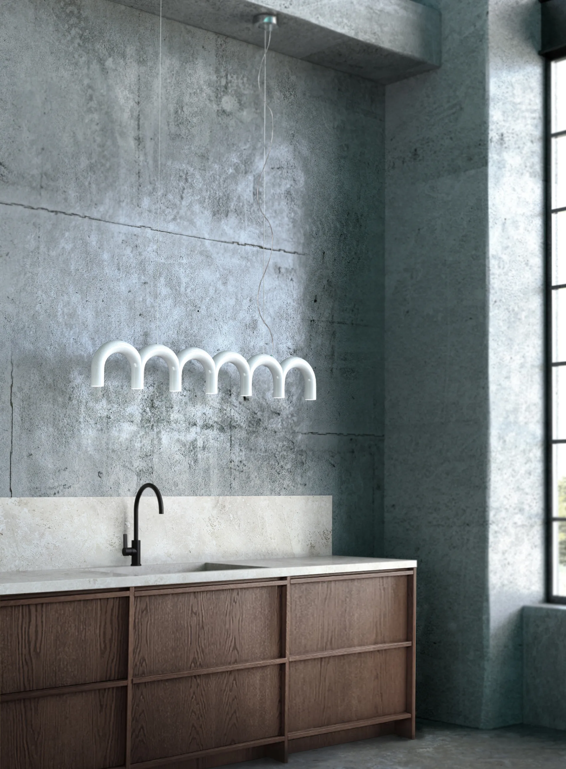 Pendule Arch 125,6 cm, Blanc Oblure