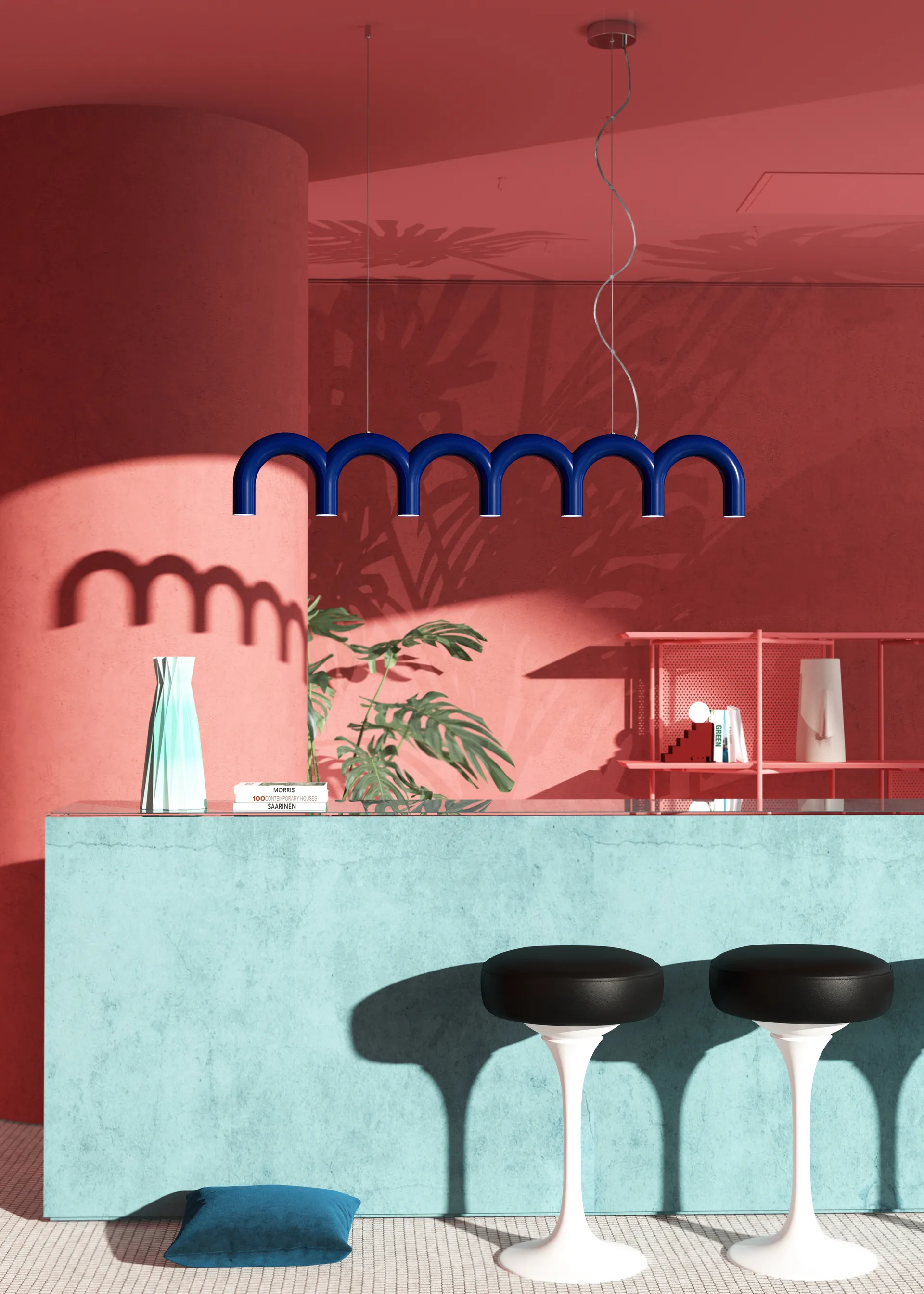 Pendule Arch 125,6 cm, Bleu Oblure