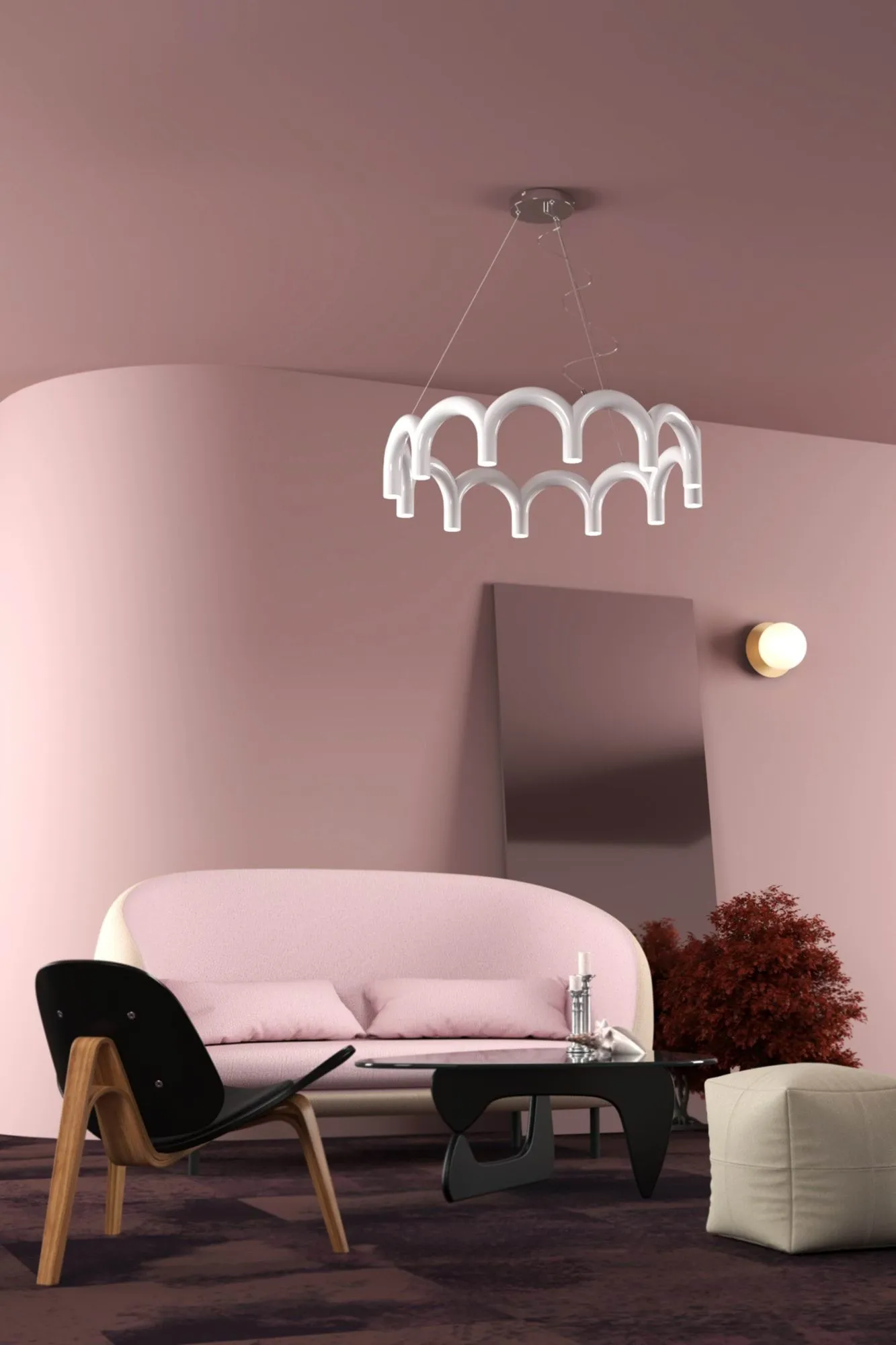 Suspension Arch Circle, White, Ø98 cm Oblure