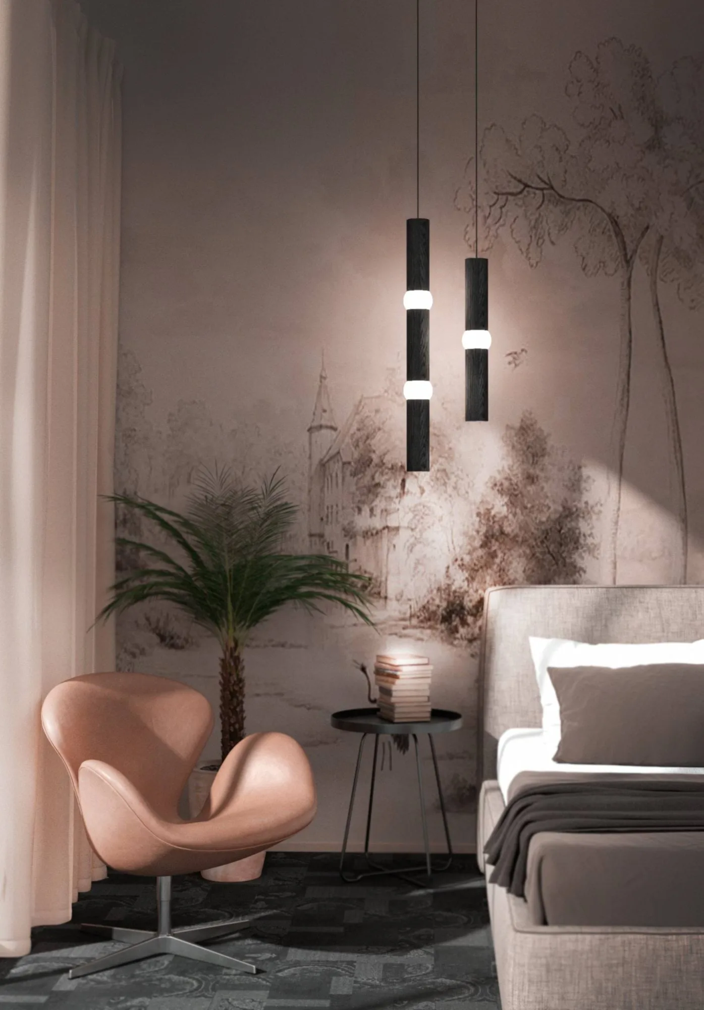Suspension Lightbone, Large 83,6 cm, black oak Oblure