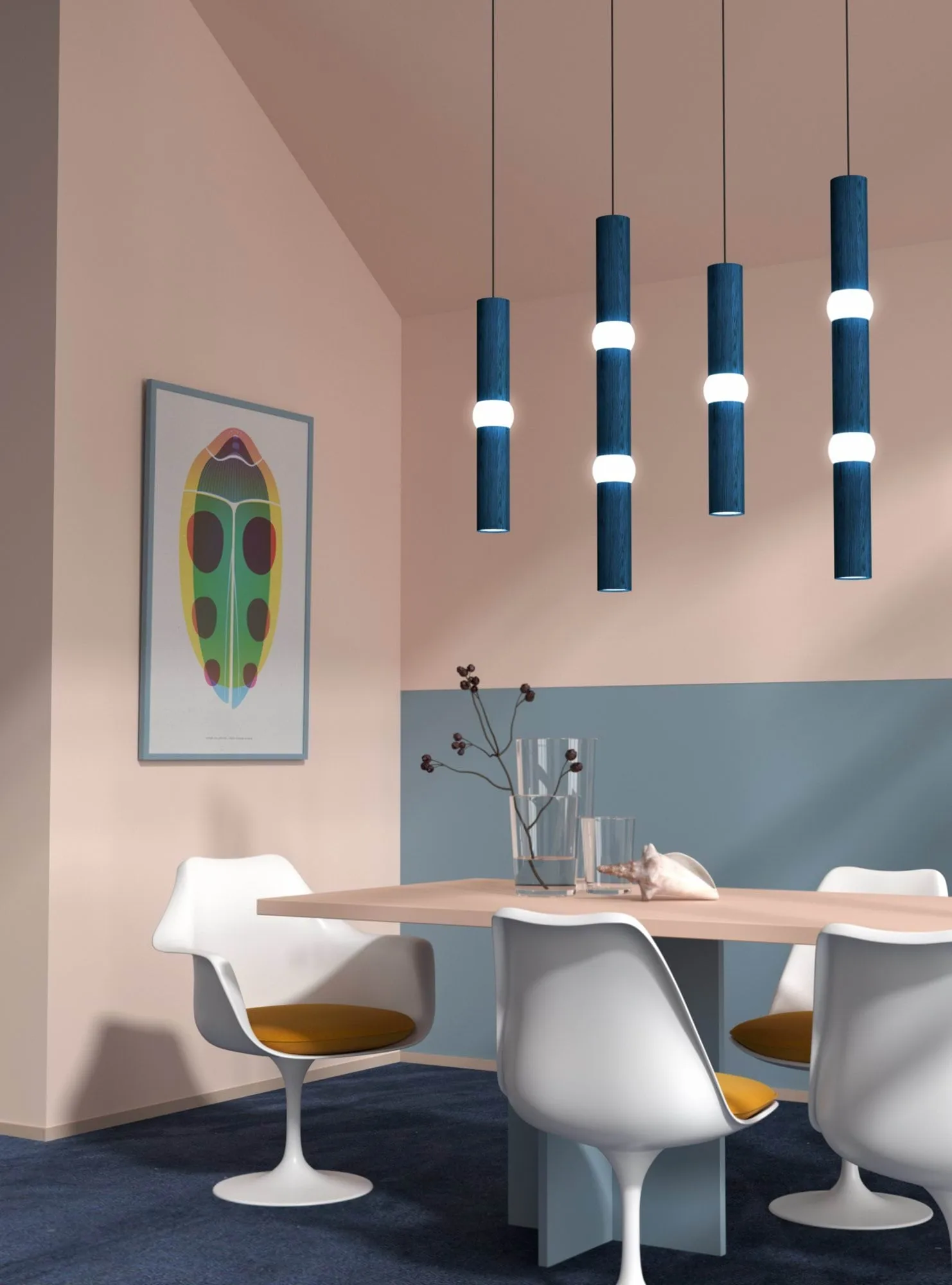 Suspension Lightbone, Medium 53,8 cm, blue oak Oblure