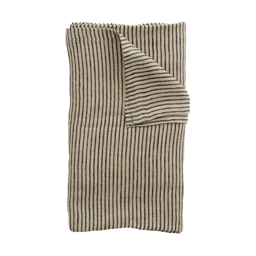 Nappe en lin Stripe 150x300 cm, Noir-sable Olsson & Jensen