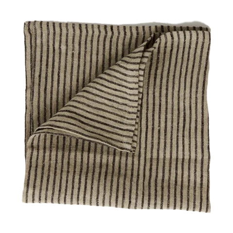Serviette en lin Stripe 45x45 cm, Noir-sable Olsson & Jensen