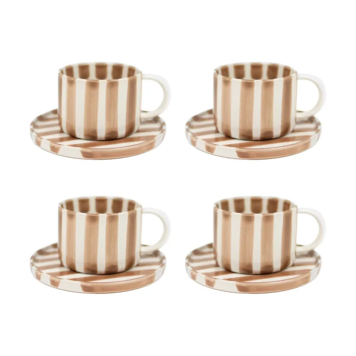 Tasse avec soucoupe Monica lot de 4 - Beige - Olsson & Jensen