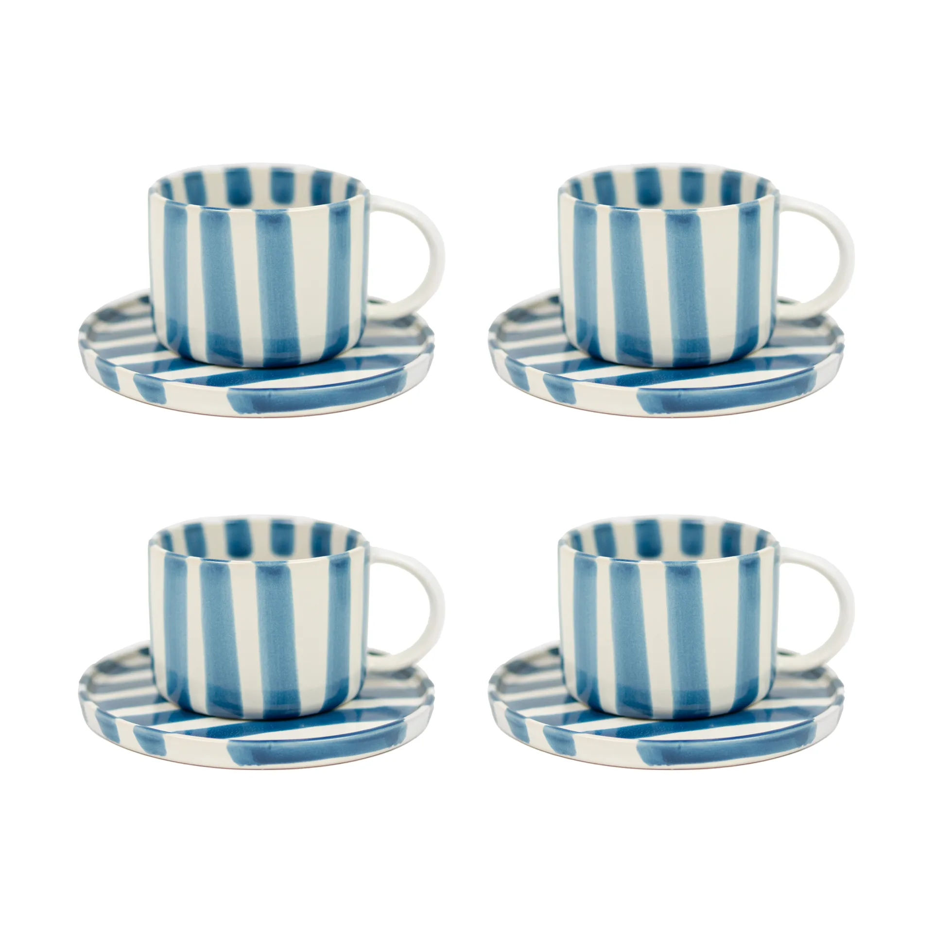 Tasse avec soucoupe Monica lot de 4 - Bleu Olsson & Jensen